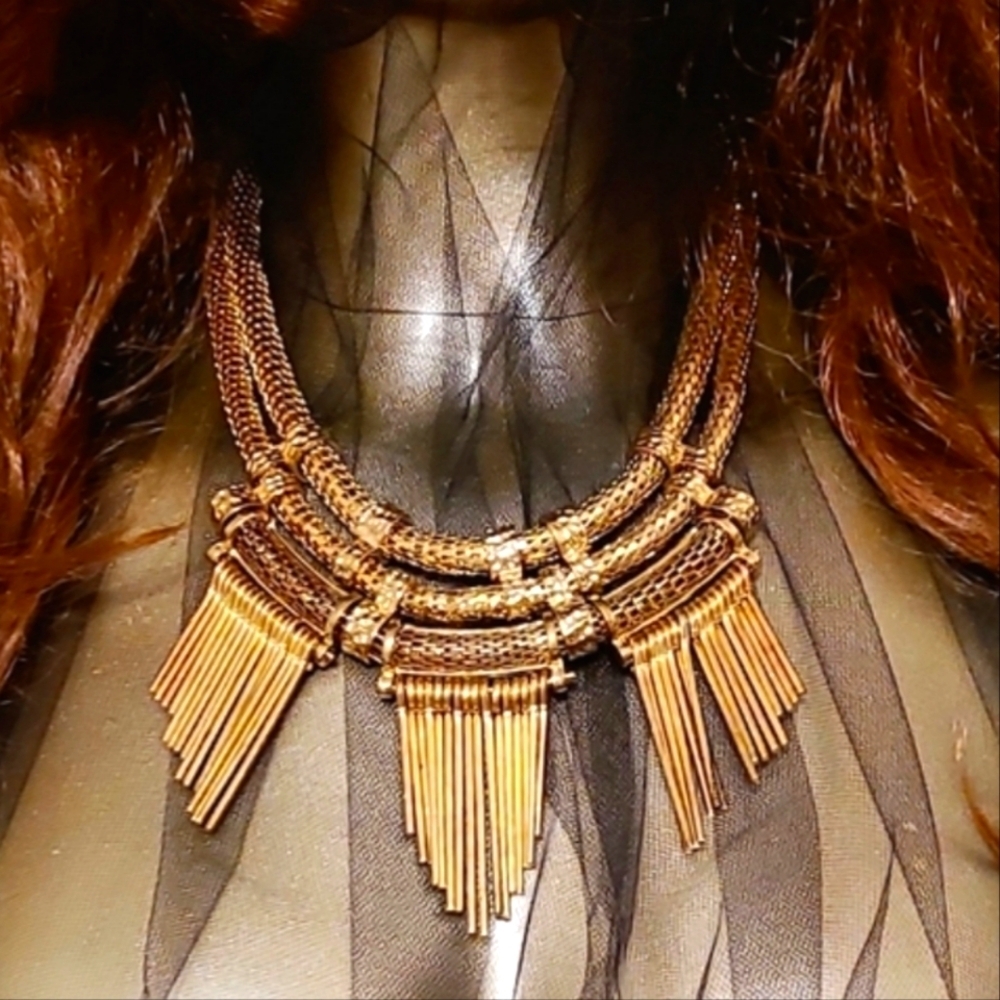 Vintage Fierce Runway Gold Statement Necklace